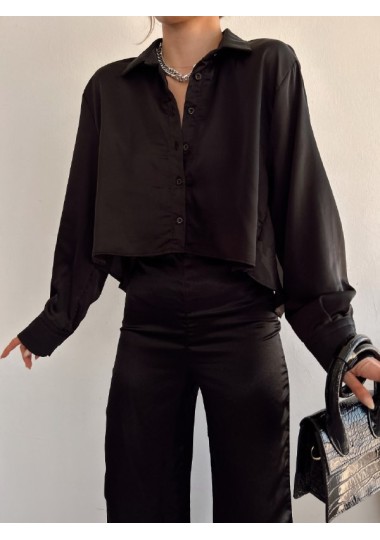 Chemise Courte Satinée Soldes Shein - 1