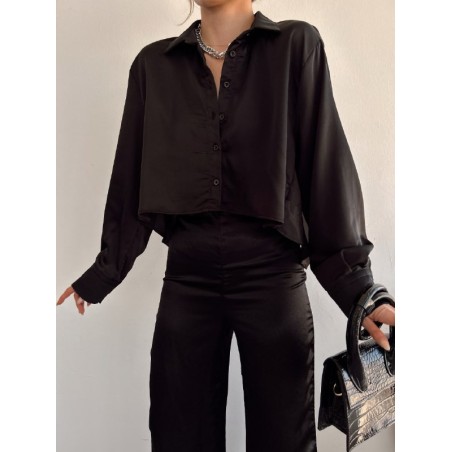 Chemise Courte Satinée Soldes Shein - 1