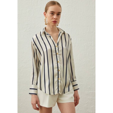 Chemise à Rayure Satinée Soldes Shein - 1