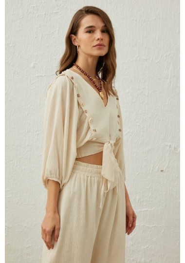 Chemise Fluide En Lin SHEIN - 1