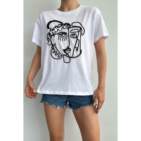T-shirt Basique En Blanc Soldes Shein - 1