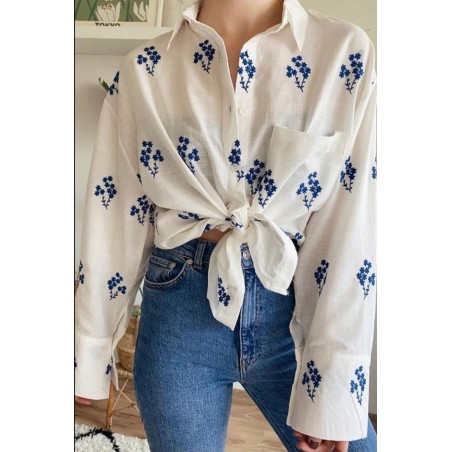 Chemise En Lin Imprimée SHEIN - 1