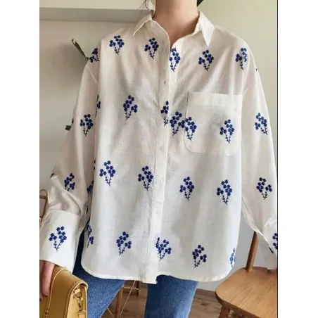 Chemise En Lin Imprimée SH/230030 - Unbranded