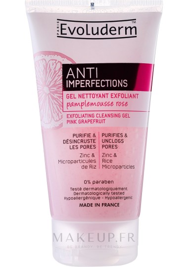 Gel Nettoyant evoluderm EXFOLIANT PAMPLEMOUSSE ROSE - 19