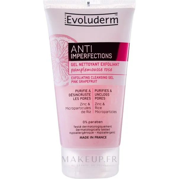 Gel Nettoyant evoluderm EXFOLIANT PAMPLEMOUSSE ROSE