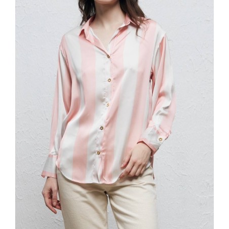 Chemise à Rayure Satinée Soldes Shein - 1