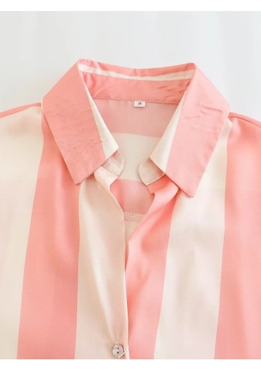 Chemise à Rayure Satinée Soldes Shein - 3