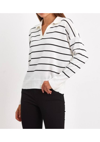 Pull rayé en maille avec col SH/3276 - Bis