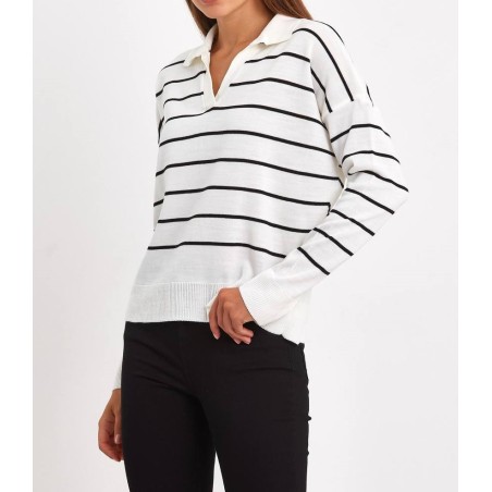 Pull rayé en maille avec col SH/3276 - Bis