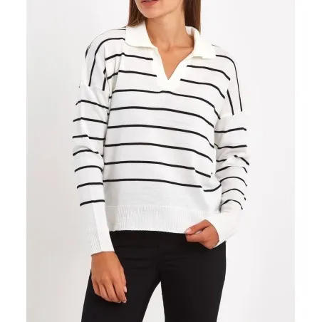 Pull rayé en maille avec col  SH/3276 - Bis