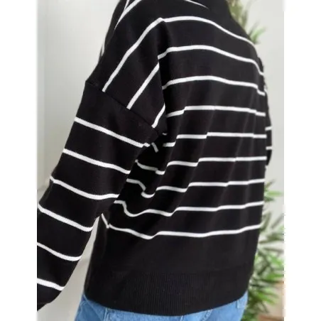 Pull rayé en maille avec col  SH/3276 - Bis