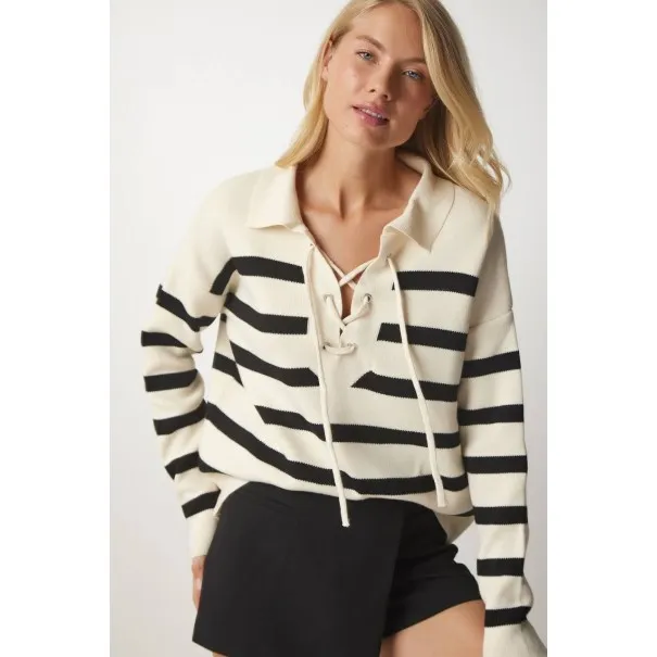 Pull en maille à rayures à col entrelacé SH/6747 - MixR Pull en maille à rayures à col entrelacé SH/6747 - MixR