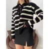 Pull en maille à rayures à col entrelacé SH/6747 - MixR