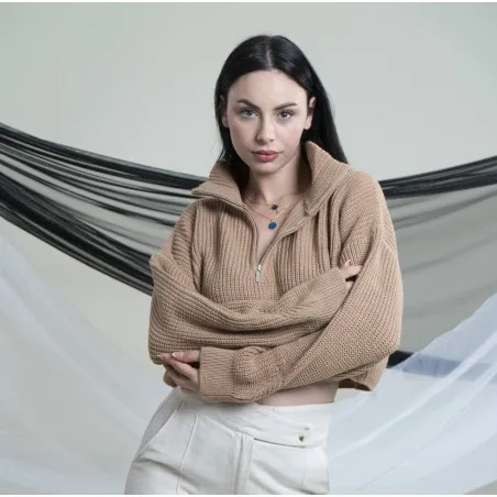 Pull à col cheminée zippé en maille douce SH/6752 - MixR