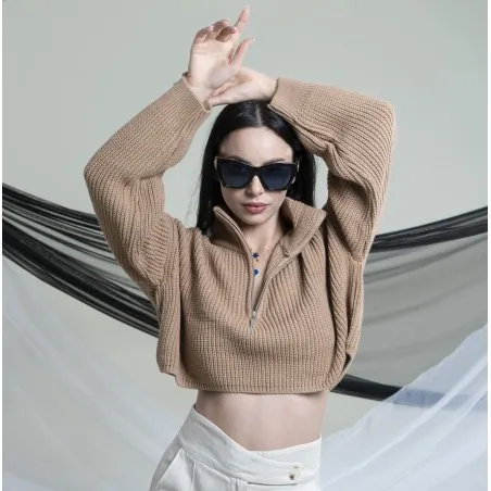 Pull à col cheminée zippé en maille douce SH/6752 - MixR
