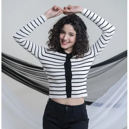 Gilet courte col polo à rayure SH/6746 - MixR