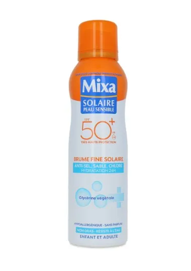 Ecran Solaire Mixa  BRUME FINE SOLAIRE SPF50+ PEAU SENSIBLE À RÉACTIF VAPORISATEUR - mixa