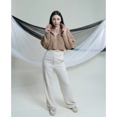 Pull à col cheminée zippé en maille douce SH/6752 - MixR