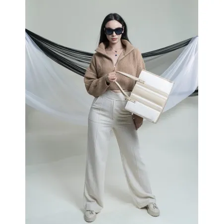 Pull à col cheminée zippé en maille douce SH/6752 - MixR