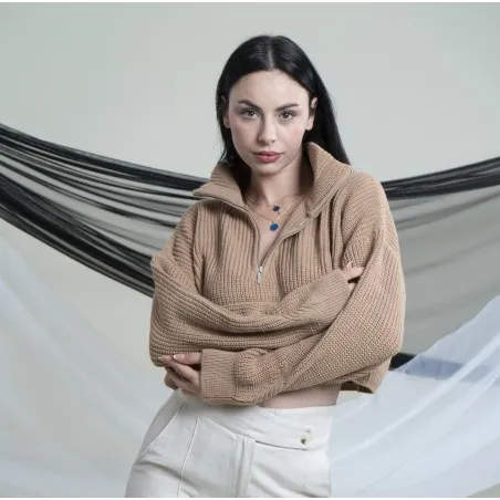 Pull à col cheminée zippé en maille douce SH/6752 - MixR