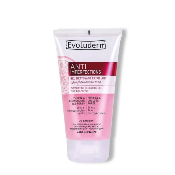 Gel Nettoyant evoluderm  ANTI IMPERFECTIONS EXFOLIATING 150ML - EVOLUDERM