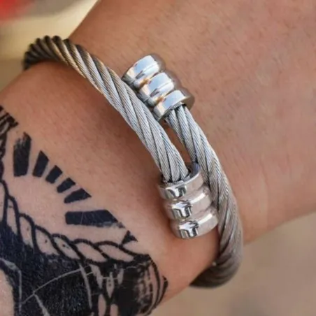Stainless steel charm leather bracelet - ALBERTO RICCI