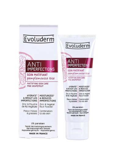 Soin de visage evoluderm  MATIFIANT ANTI-IMPERFECTIONS AU PAMPLEMOUSSE ROSE - evoluderm