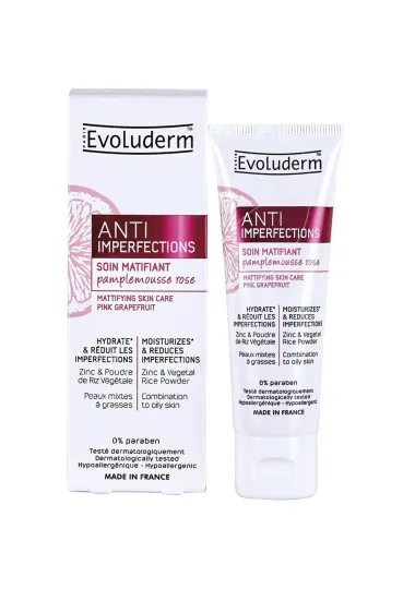 Soin de visage evoluderm  MATIFIANT ANTI-IMPERFECTIONS AU PAMPLEMOUSSE ROSE - evoluderm