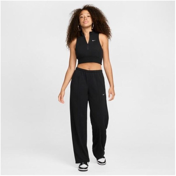 Nike Femme – Débardeur court slim en molleton français à demi-zip pour femme – Noir - NIKE