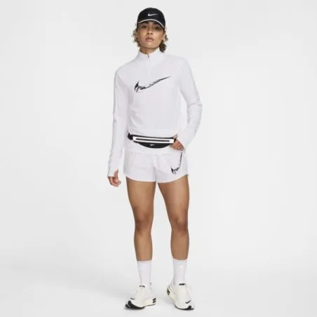 Nike Femme – Couche intermédiaire de course à pied Dri-FIT 1/4-Zip pour femme – Blanc - NIKE