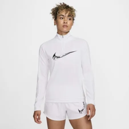 Nike Femme – Couche intermédiaire de course à pied Dri-FIT 1/4-Zip pour femme – Blanc - NIKE