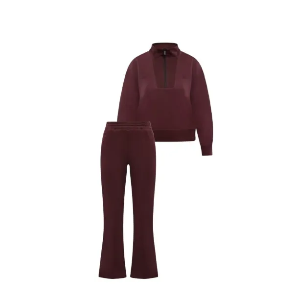 Ensemble Sweat-shirt Zippé & Pantalon Flare Jogging Femme - Billiorich Ensemble Sweat-shirt Zippé & Pantalon Flare Jogging Femme - Billiorich