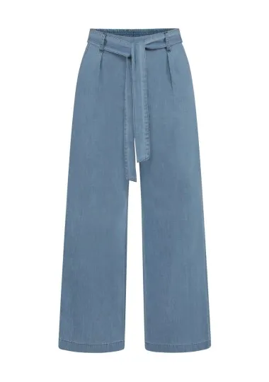 Pantalon large en denim avec ceinture ŕ la taille - Billiorich