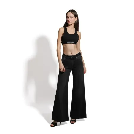Pantalon large en denim avec ceinture ŕ la taille - Billiorich