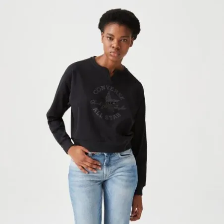 Converse Femme – Sweat-shirt ras du cou avec patch Chuck Taylor – Noir - CONVERSE