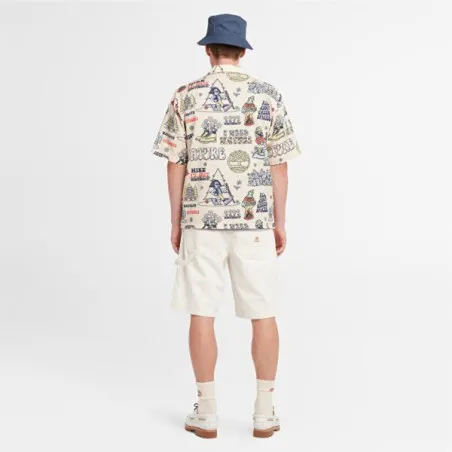 Timberland – Chemise de plage à imprimé graphique -beige - TIMBERLAND