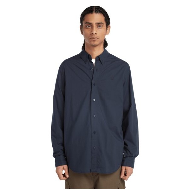Timberland Homme – CHEMISE À MANCHES LONGUES EN POPELINE EXTENSIBLE – MARINE - TIMBERLAND