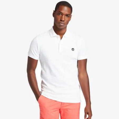 Timberland Homme – Polo slim stretch Timberland à manches courtes Merrymee River – Blanc - TIMBERLAND