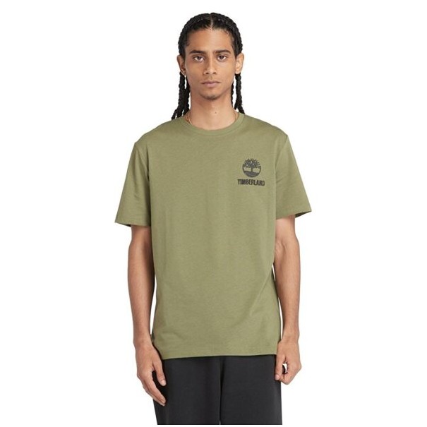 Timberland Homme – T-shirt à manches courtes et logo graphique au dos Timberland – Vert - TIMBERLAND