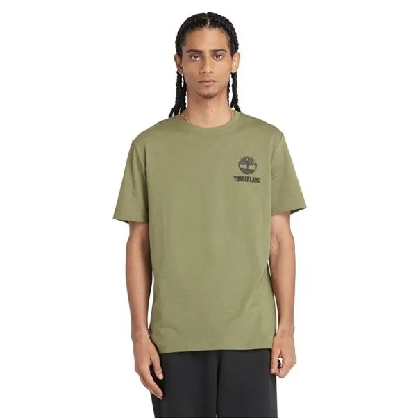 Timberland Homme – T-shirt à manches courtes et logo graphique au dos Timberland – Vert - TIMBERLAND