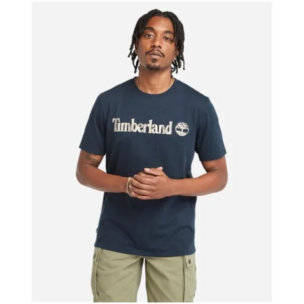 Timberland Homme – T-shirt Timberland Kennebec River Camo Linear Logo – Bleu - TIMBERLAND