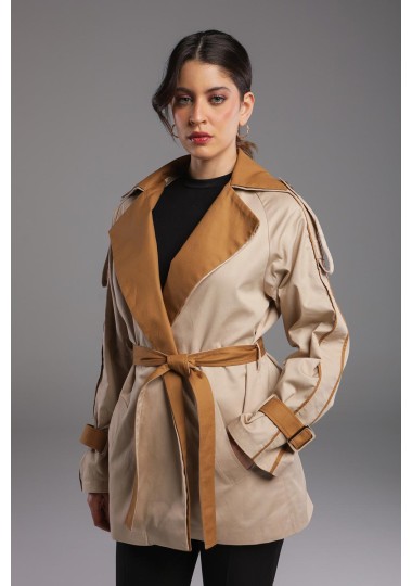 Trench Court Bicolore avec Ceinture- Estelle Femmes - Estelle