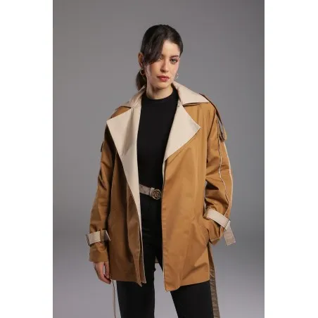 Trench Court Bicolore avec Ceinture- Estelle Femmes - Estelle