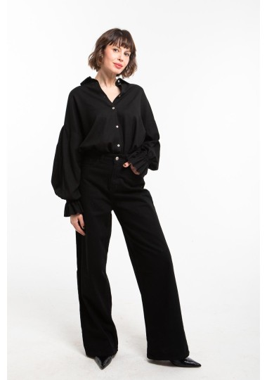 Jean large taille haute noir- Estelle Femmes - Estelle