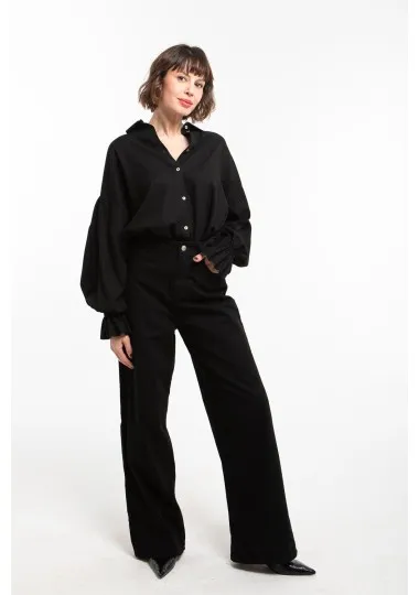 Jean large taille haute noir- Estelle Femmes - Estelle