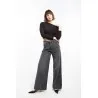 Jean large taille haute en denim gris délavé- Estelle Femmes - Estelle