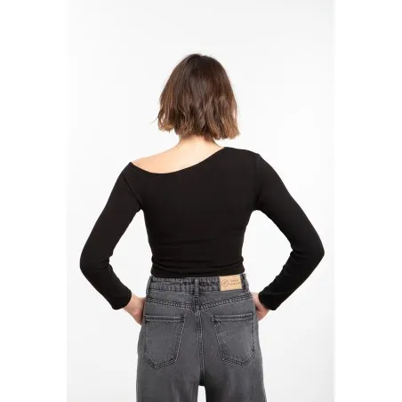 Jean large taille haute en denim gris délavé- Estelle Femmes - Estelle