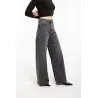 Jean large taille haute en denim gris délavé- Estelle Femmes - Estelle