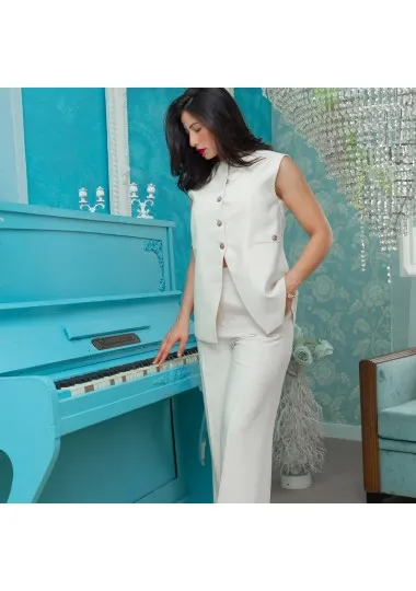 Ensemble Élégant Pantalon Large et Veste Longue- Estelle Femmes - Estelle