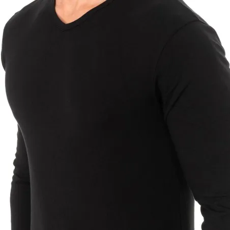 Pack 2 Pulls Manche Longue Coton Noir Col V - B2FWEAR